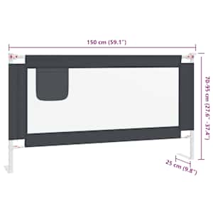 Dětská zábrana k postýlce tmavě šedá 150 x 25 cm textil - obrázek 9