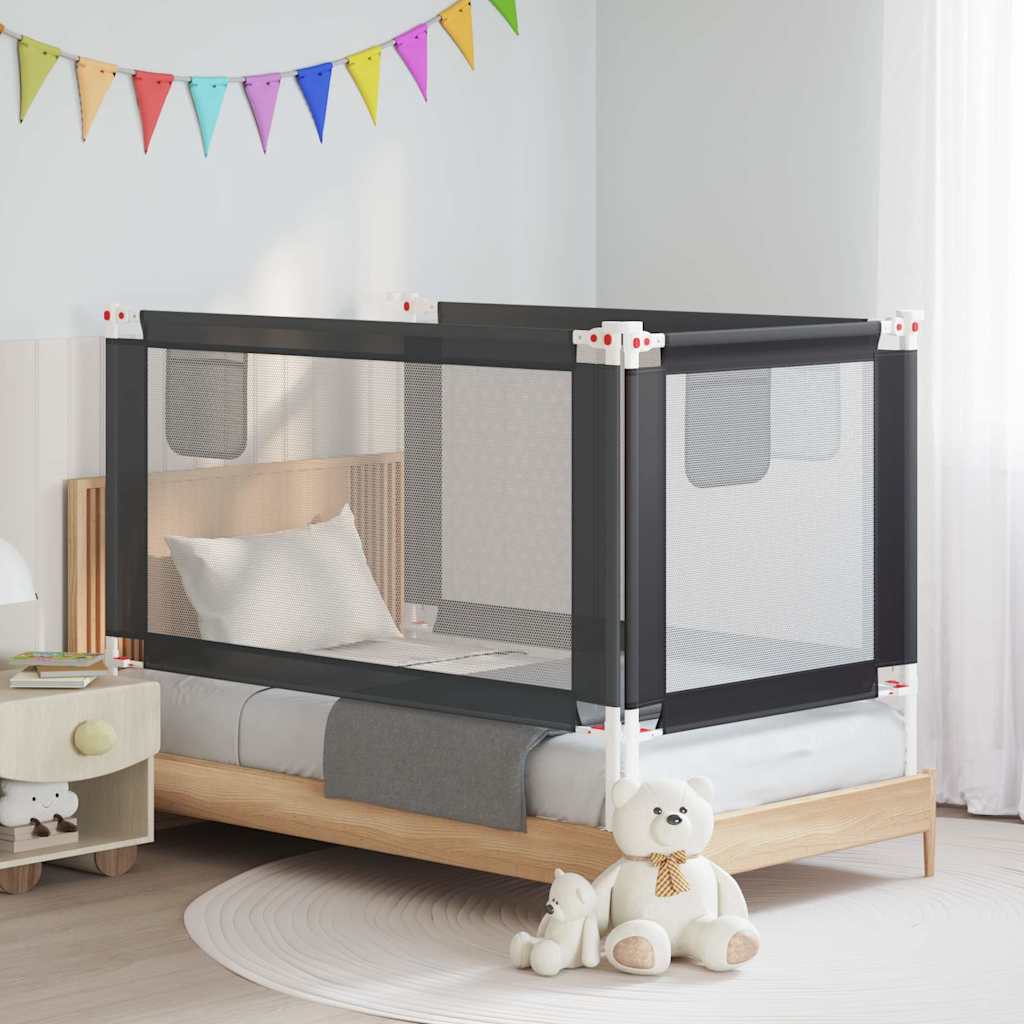 vidaXL Barrière de sécurité de lit d'enfant Gris foncé 150x25 cm Tissu 10229