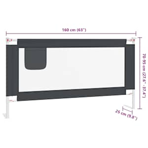 Dětská zábrana k postýlce tmavě šedá 160 x 25 cm textil - obrázek 9