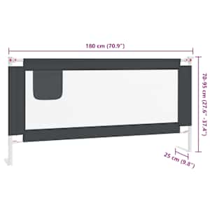 Dětská zábrana k postýlce tmavě šedá 180 x 25 cm textil - obrázek 9