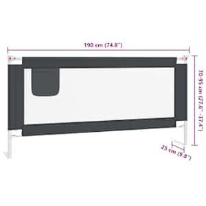 Dětská zábrana k postýlce tmavě šedá 190 x 25 cm textil - obrázek 9