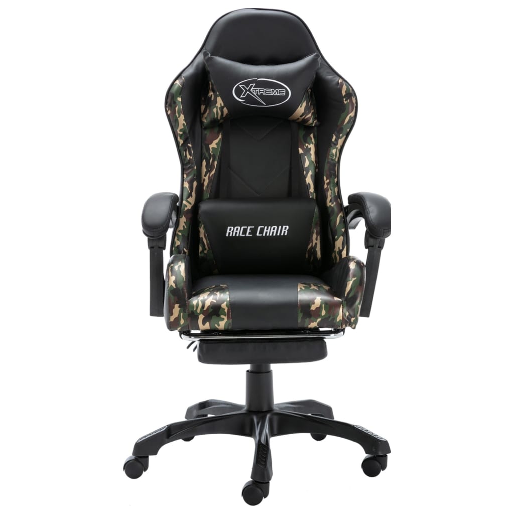 vidaXL Геймърски стол подложка за крака черно/камуфлаж изкуствена кожа