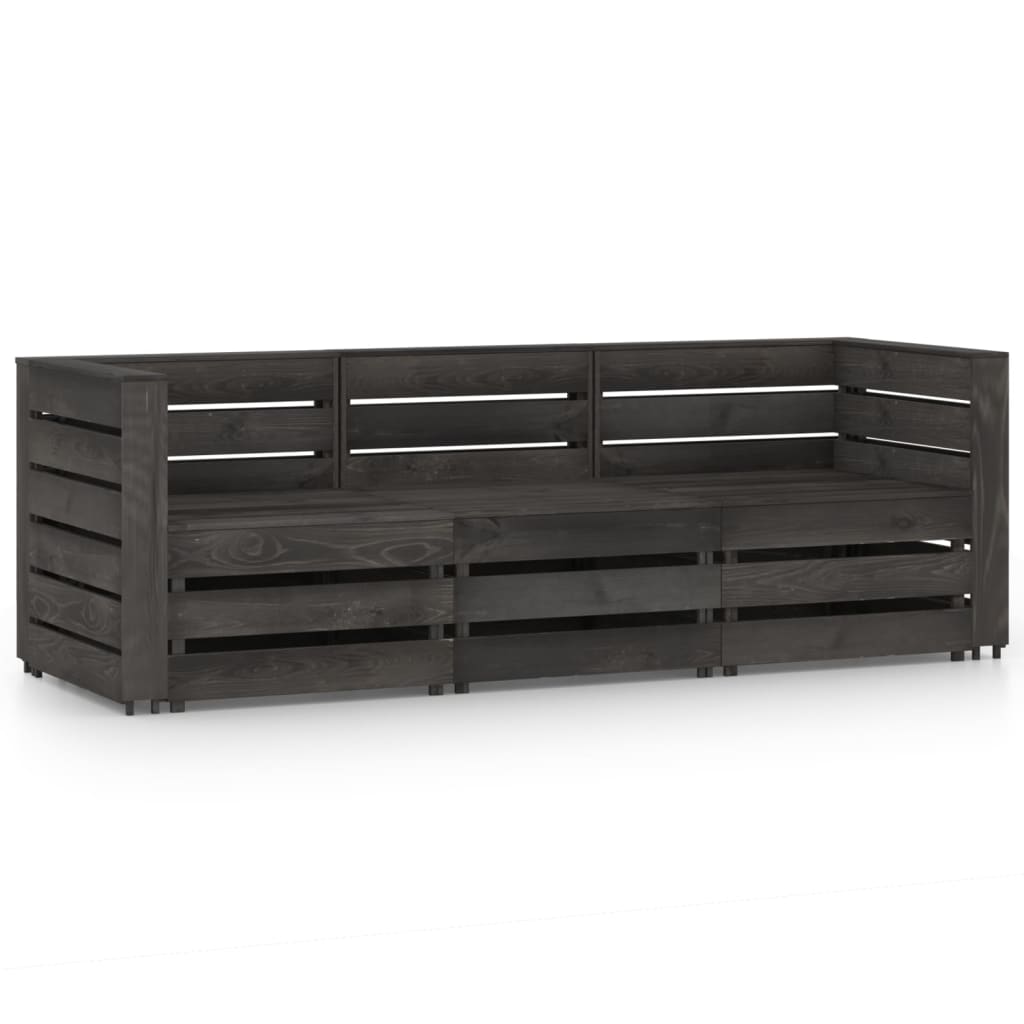 3-Sitzer Outdoor-Sofa Grau Imprägniertes Kiefernholz