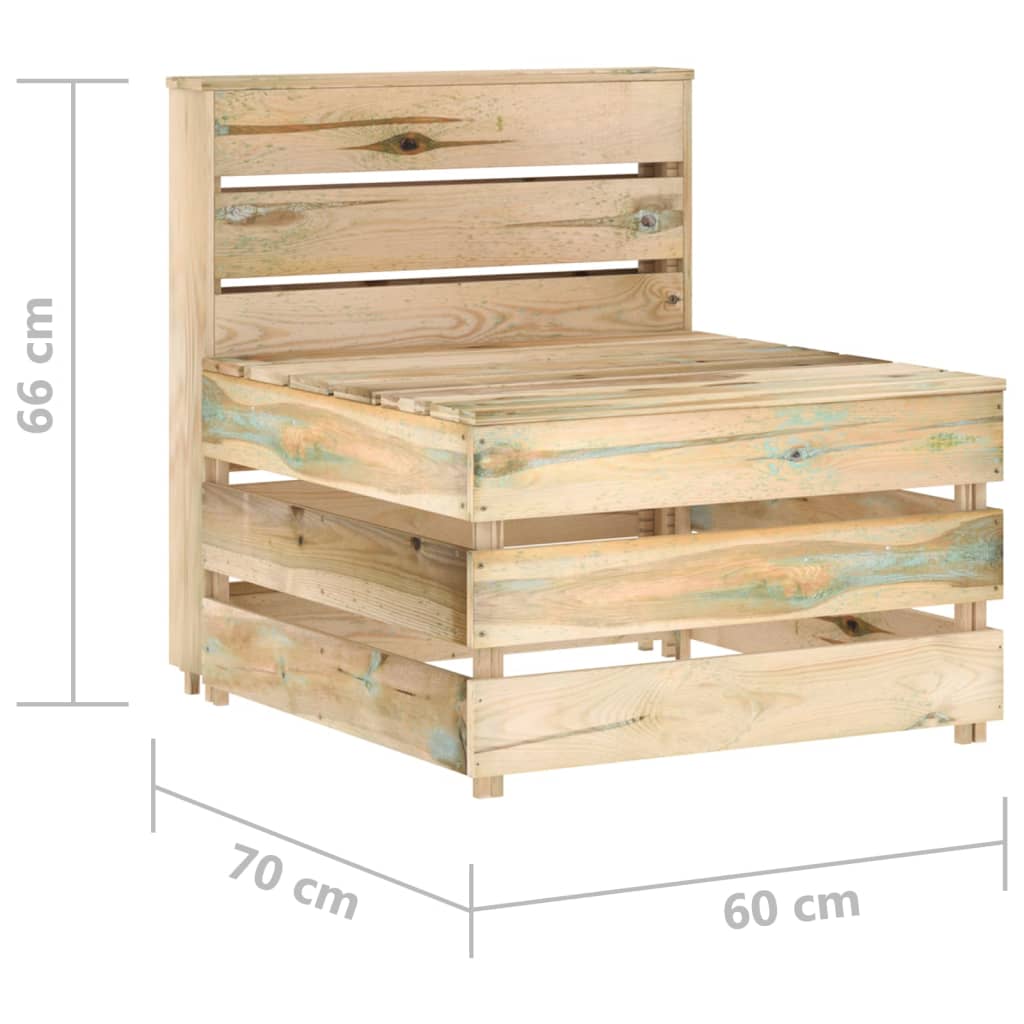 Zestaw wypoczynkowy ogrodowy, drewno sosnowe, impregnowane, 2 sofy środkowe, stolik/podnóżek