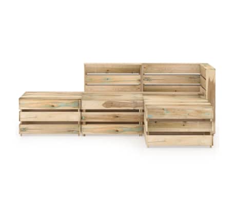 vidaXL 4 Hluta Gar&eth;s&oacute;fasett Gr&aelig;nt Gegndreypt Fura