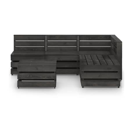 vidaXL Sodo poilsio komplektas, 6 dalių, pilkai impregnuota pu&scaron;is