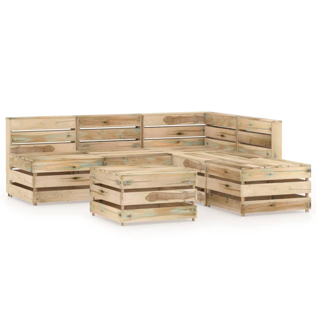6-delige Loungeset groen geïmpregneerd grenenhout