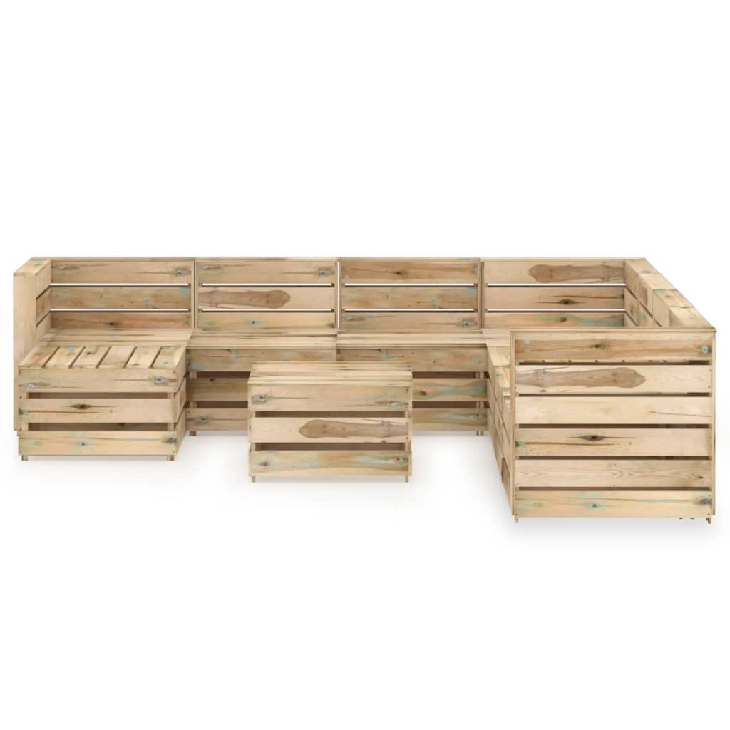 vidaXL Set de muebles de jardín 9 pzas madera de pino impregnada verde