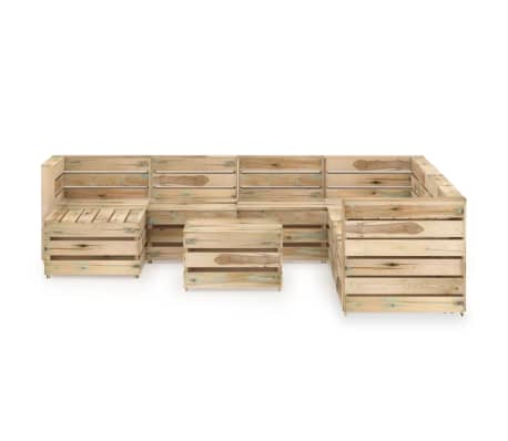 vidaXL Set de muebles de jardín 9 pzas madera de pino impregnada verde