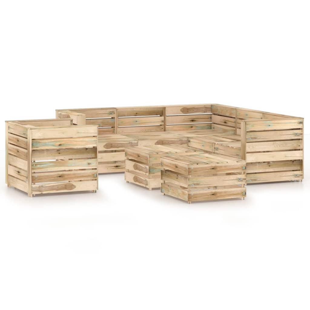 vidaXL Set mobilier de grădină, 8 piese, lemn de pin verde tratat vidaxl.ro