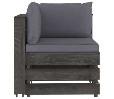 vidaXL Divano Angolare Modulare con Cuscini in Legno Impregnato Grigio