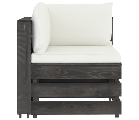 vidaXL Sekcijski kotni kavč z blazinami siv impregniran les