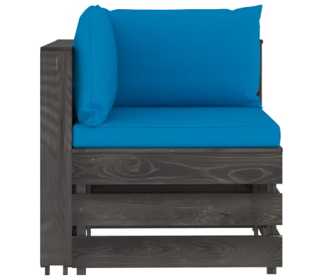 vidaXL Sekcijski kotni kavč z blazinami siv impregniran les