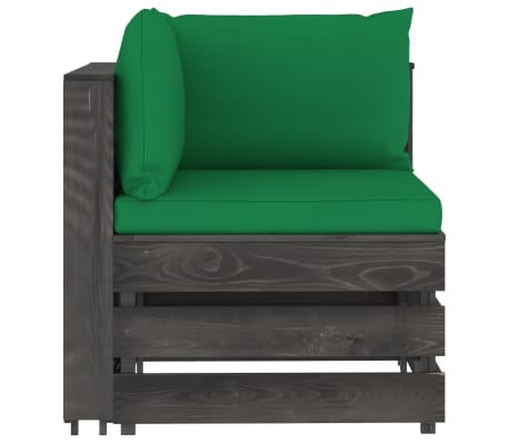 vidaXL Divano Angolare Modulare con Cuscini in Legno Impregnato Grigio