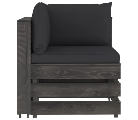 vidaXL Modulares Ecksofa mit Kissen Grau Impr&auml;gniertes Holz