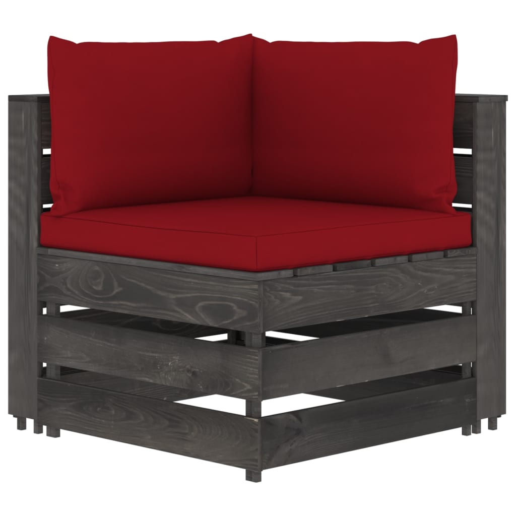 Modularna kutna sofa s jastucima od sivo impregniranog drva