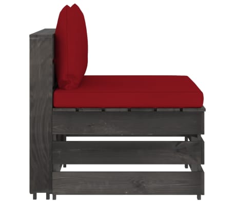 vidaXL Sectional Middle Sofa with Cushions Grey Impregnated Wood