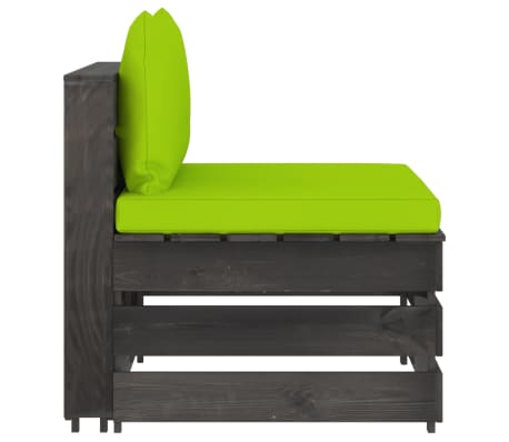 vidaXL Divano Centrale Modulare con Cuscini in Legno Impregnato Grigio