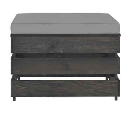 vidaXL Modułowy stołek z poduszką, impregnowane na szaro drewno