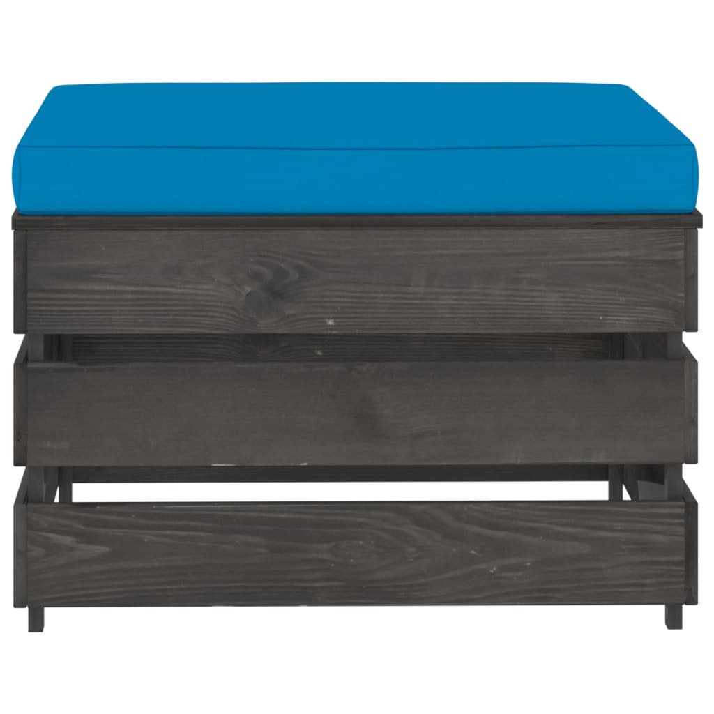

vidaXL Hocker sectioneel met kussen grijs geïmpregneerd hout