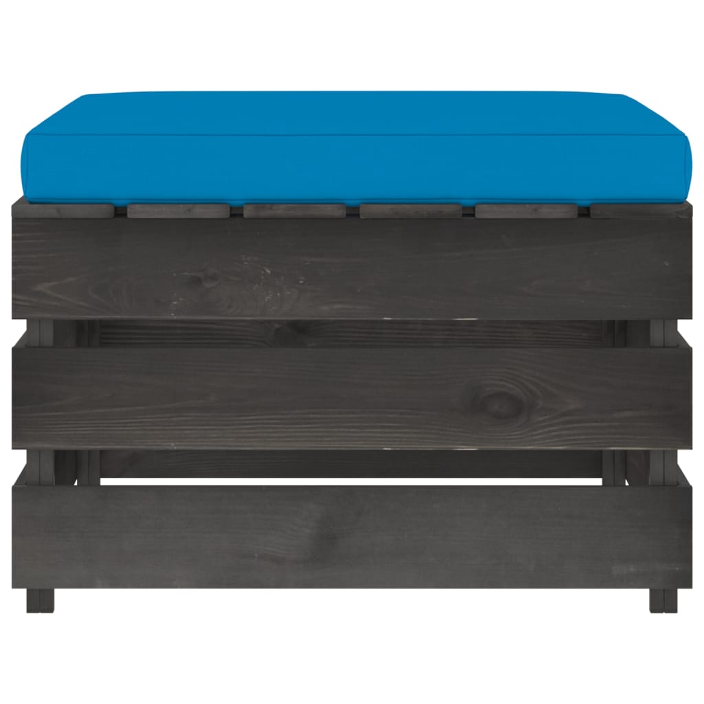Modułowy stołek z poduszką, impregnowane na szaro drewno