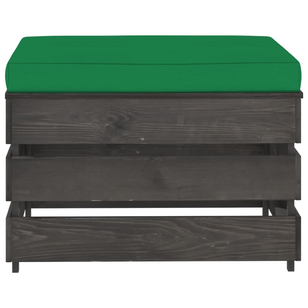 

vidaXL Hocker sectioneel met kussen grijs geïmpregneerd hout