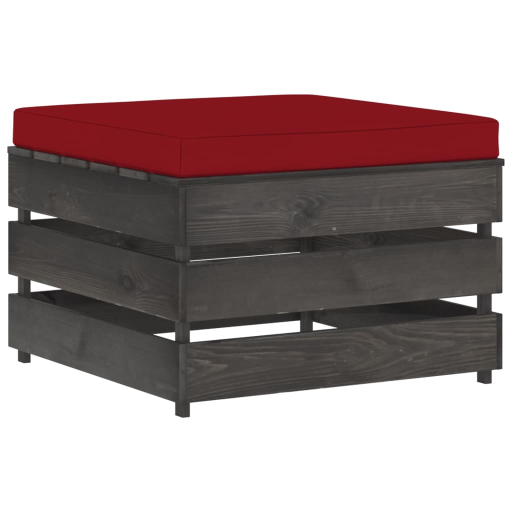 Pouf sectionnel avec coussin Bois imprégné de gris