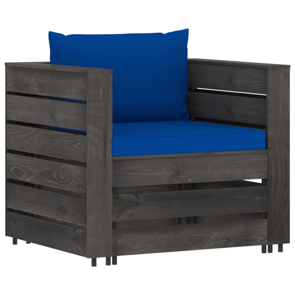 

vidaXL 2-delige Loungeset met kussens grijs geïmpregneerd hout