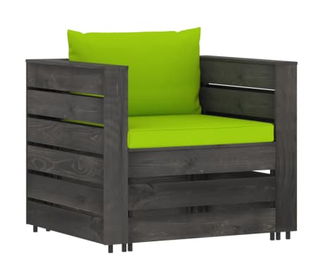vidaXL Set Divani da Giardino con Cuscini 2 pz Legno Impregnato Grigio