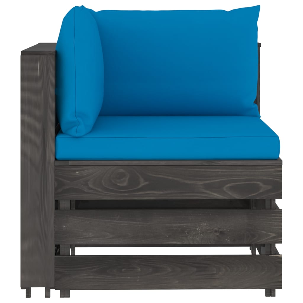 Sofa ogrodowa drewniana impregnowana, jasnoniebieska, 2-osobowa, 69x70x66 cm