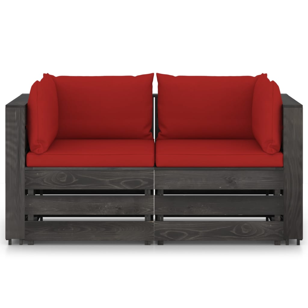 Sofa ogrodowa drewniana 2-osobowa, czerwona, 69x70x66 cm