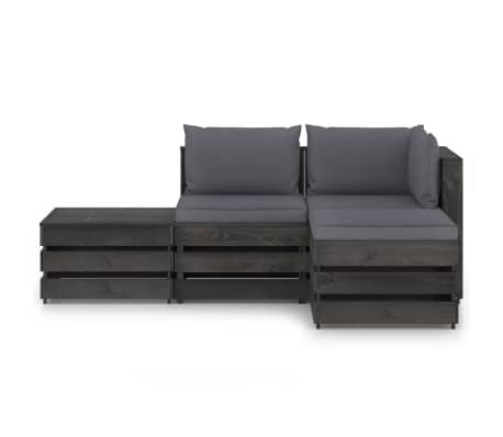 vidaXL Sodo komplektas su pagalvėlėmis, 4 dalių, impregnuota mediena