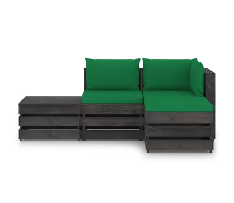 vidaXL Sodo komplektas su pagalvėlėmis, 4 dalių, impregnuota mediena