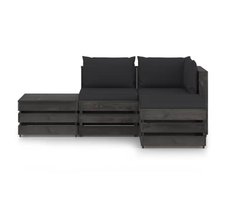 vidaXL Sodo komplektas su pagalvėlėmis, 4 dalių, impregnuota mediena