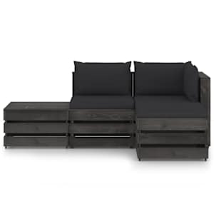 vidaXL Sodo komplektas su pagalvėlėmis, 4 dalių, impregnuota mediena