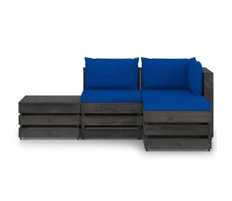 vidaXL Sodo komplektas su pagalvėlėmis, 4 dalių, impregnuota mediena