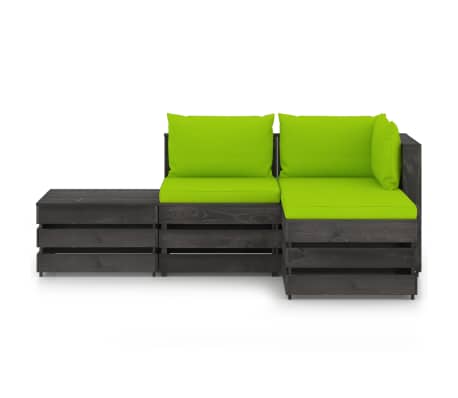 vidaXL Sodo komplektas su pagalvėlėmis, 4 dalių, impregnuota mediena