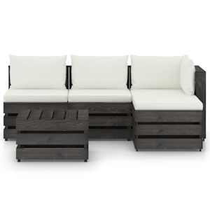 vidaXL Sodo komplektas su pagalvėlėmis, 5 dalių, impregnuota mediena