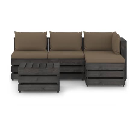 vidaXL Sodo komplektas su pagalvėlėmis, 5 dalių, impregnuota mediena