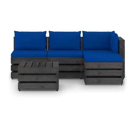 vidaXL Sodo komplektas su pagalvėlėmis, 5 dalių, impregnuota mediena