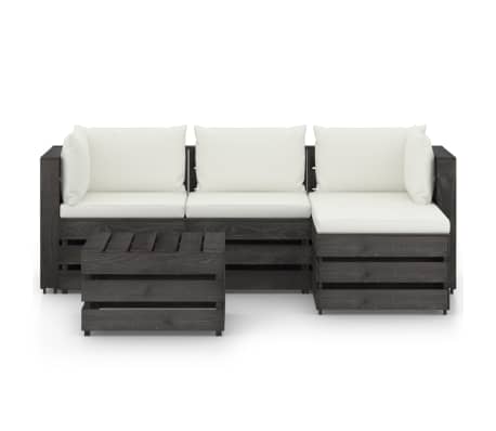 vidaXL 5 pcs conj. lounge jardim + almofadões madeira impreg. cinzento