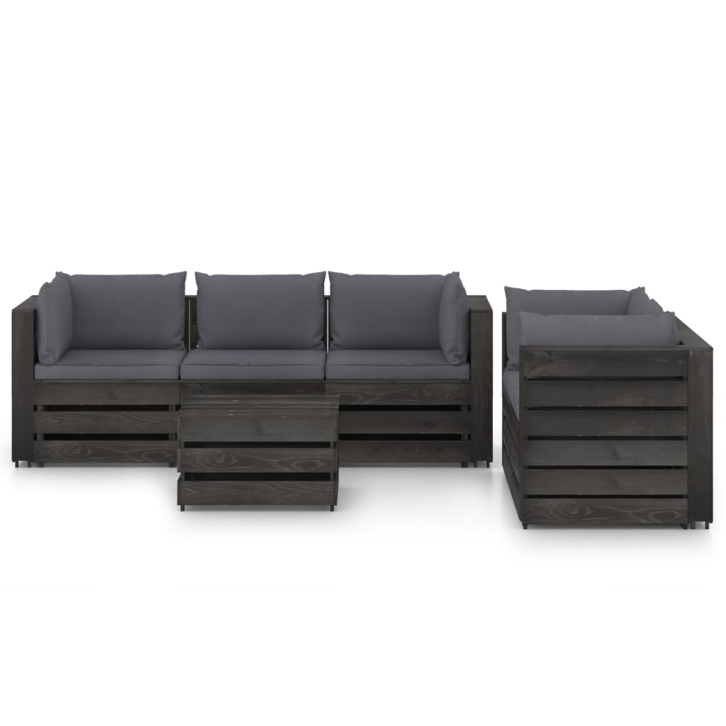 

vidaXL 6-delige Loungeset met kussens grijs geïmpregneerd hout