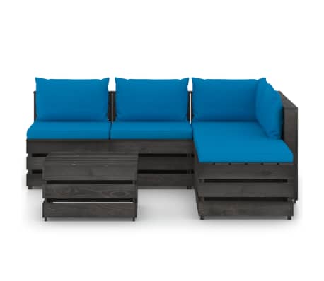 vidaXL Sodo komplektas su pagalvėlėmis, 6 dalių, impregnuota mediena