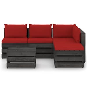 vidaXL Sodo komplektas su pagalvėlėmis, 6 dalių, impregnuota mediena