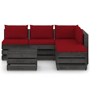 vidaXL Sodo komplektas su pagalvėlėmis, 6 dalių, impregnuota mediena