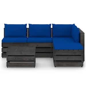 vidaXL Sodo komplektas su pagalvėlėmis, 6 dalių, impregnuota mediena