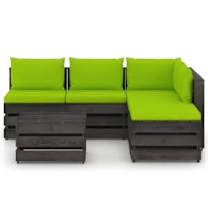 vidaXL Sodo komplektas su pagalvėlėmis, 6 dalių, impregnuota mediena