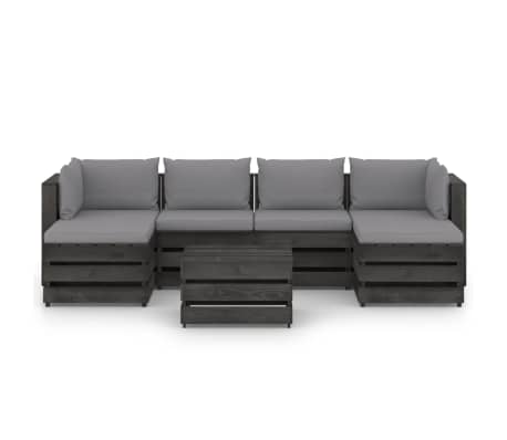 vidaXL Set Salotto da Giardino 7pz con Cuscini Legno Impregnato Grigio