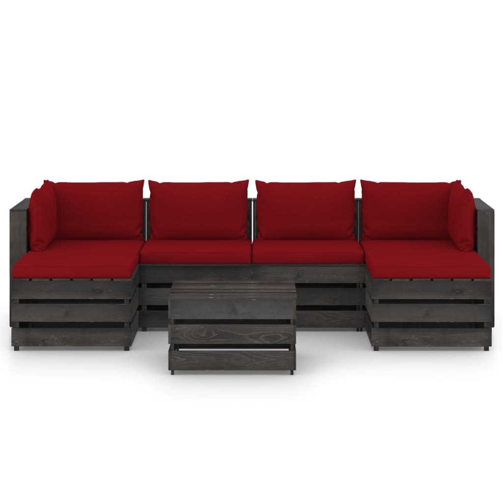 

vidaXL 7-delige Loungeset met kussens grijs geïmpregneerd hout
