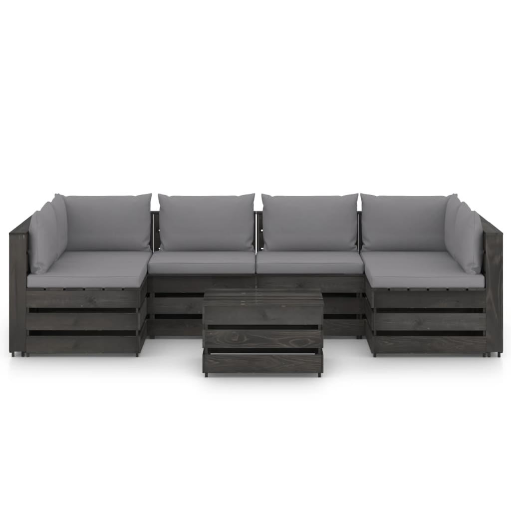

vidaXL 7-delige Loungeset met kussens grijs geïmpregneerd hout
